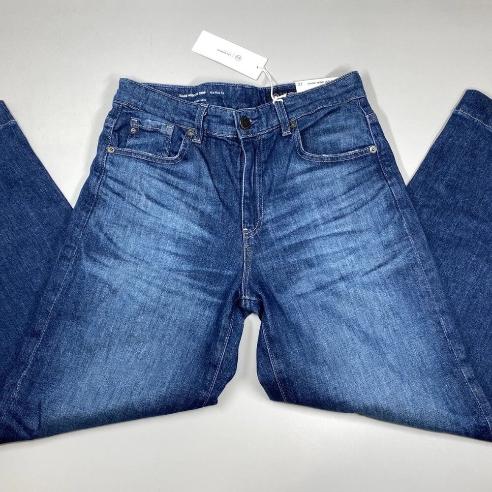 NEW AG Women’s Saige Wide Leg Cropped Jeans Dark Blue Size 27 - Picture 1 of 11